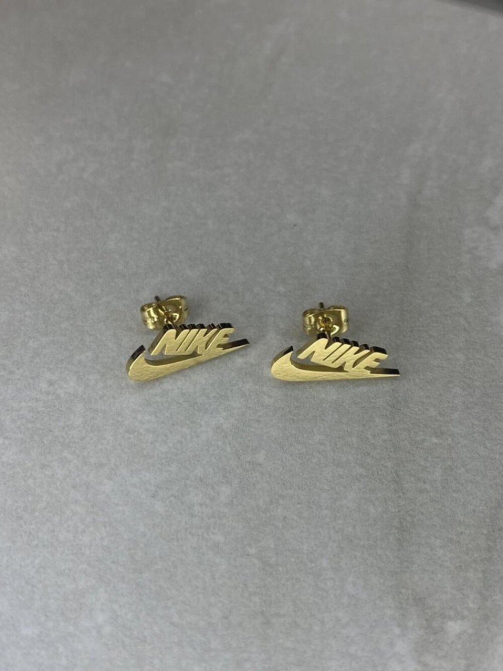 Gold Nike Earrings - Gold Studs - Unisex - Y2K